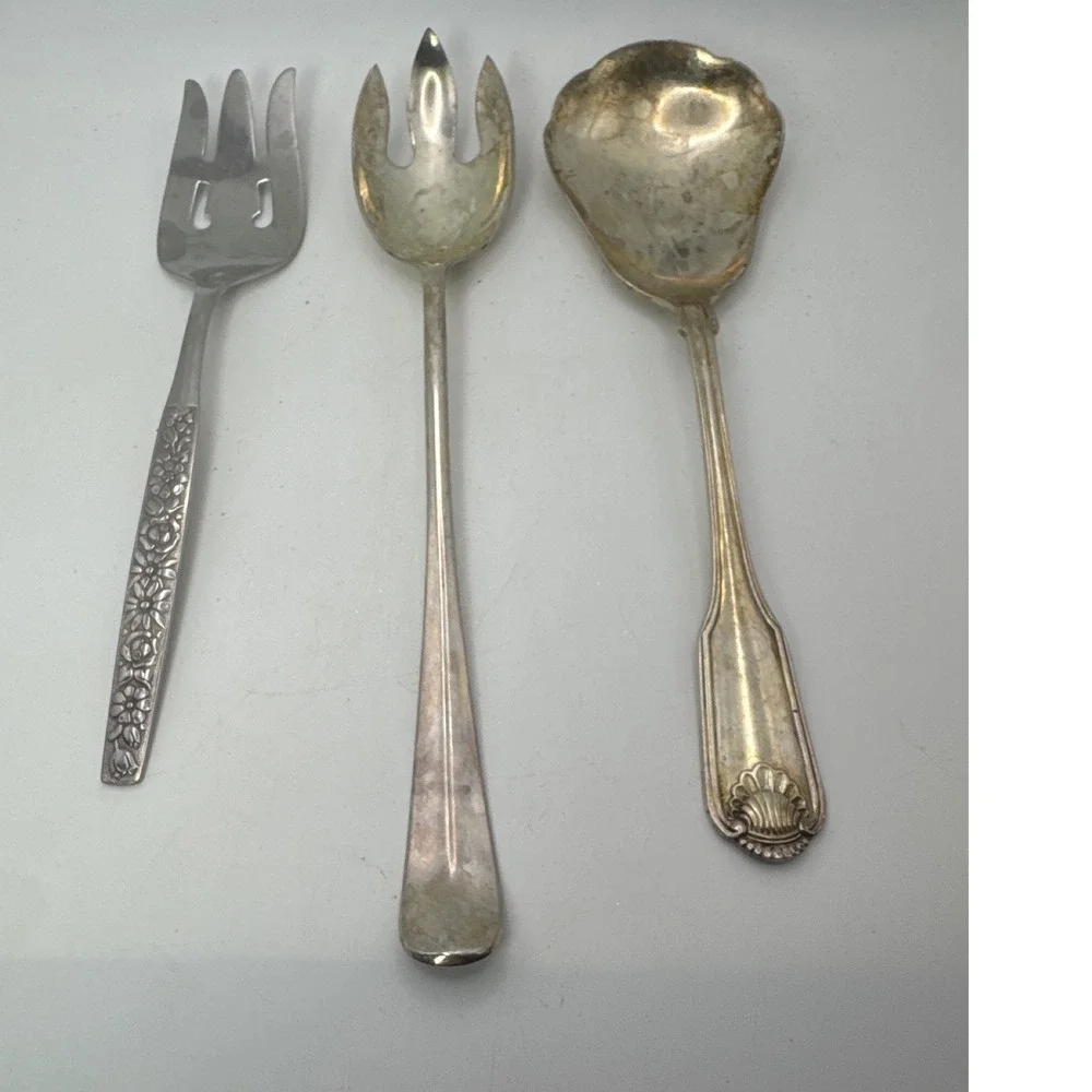 Vintage Oneida Community Wm A Rogers Serving Spoon & Cold Meat Forks‎ Lot of 3